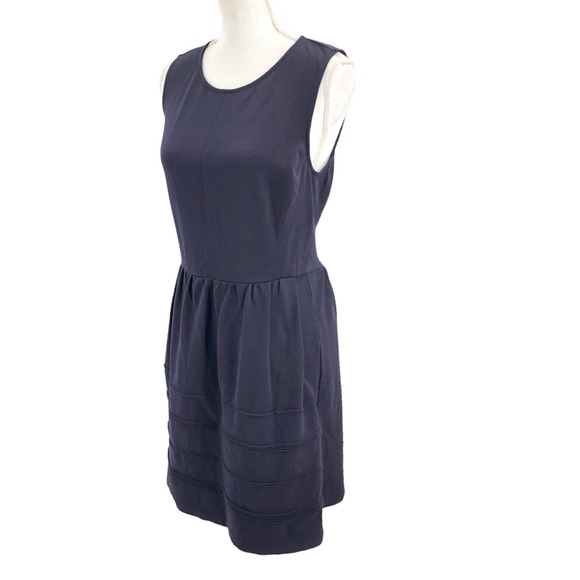 J. Crew Womens Size 6 Ponte Knit Stretch Black Dress Sleeveless Knee Length - Picture 4 of 6